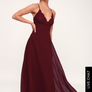 Burgandy crotchet prom dress